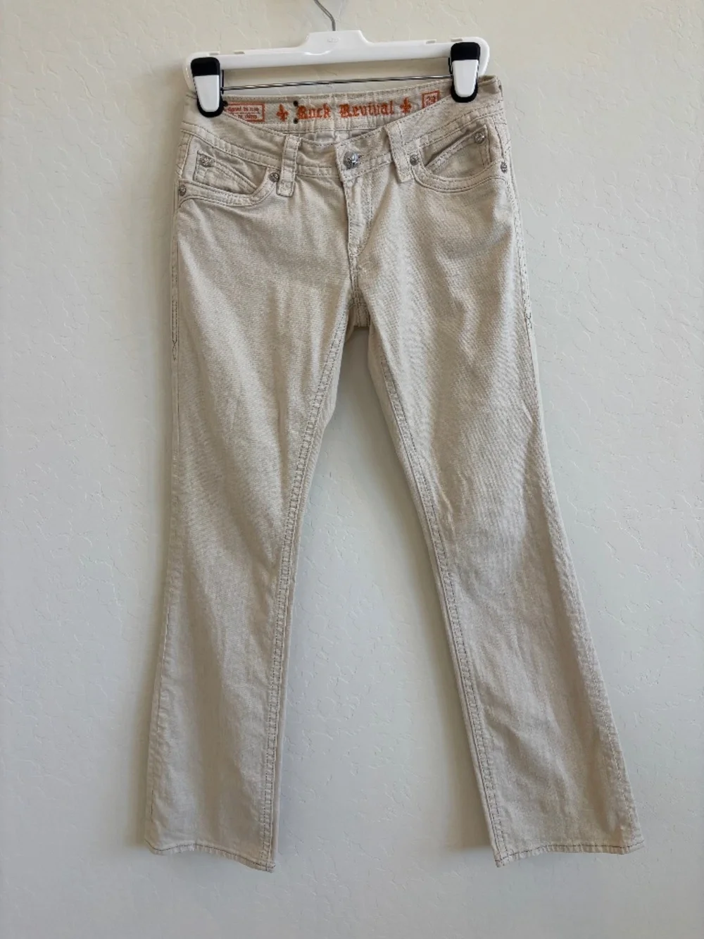 ✧ Y2K Rock Revival Low Rise Bootcut Jeans ✧Size 29, ivory - Picture 6 of 15